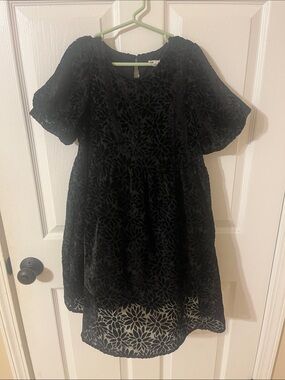 Hayden girls Black Floral Lace Girls Dress